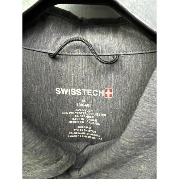 Swiss Tech Shirt Men Size Medium Long Sleeve Button Front Nylon Outdoors Grey - Picture 3 of 6